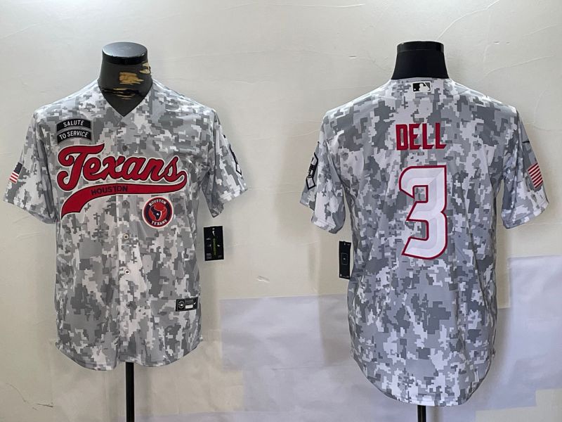 Men Houston Texans #3 Dell Nike Arctic Camo 2024 Salute to Service Limited NFL Jersey style 1